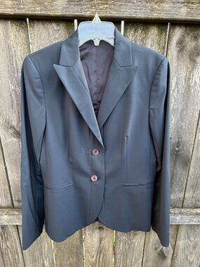 THEORY Neela Navy Blue Tailored Peak Lapel Wool Suit Blazer Jacket 12 M